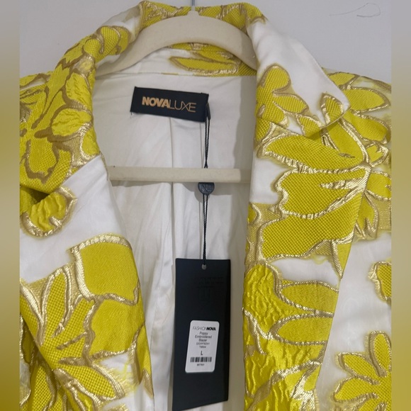Fashion Nova Poppy Embroidered Yellow Blazer NWT - Picture 9 of 11